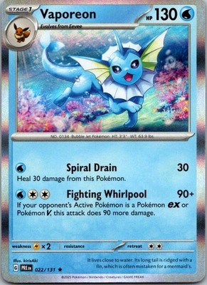 Vaporeon Rare SV: Prismatic Evolutions 022/131 NM Holo