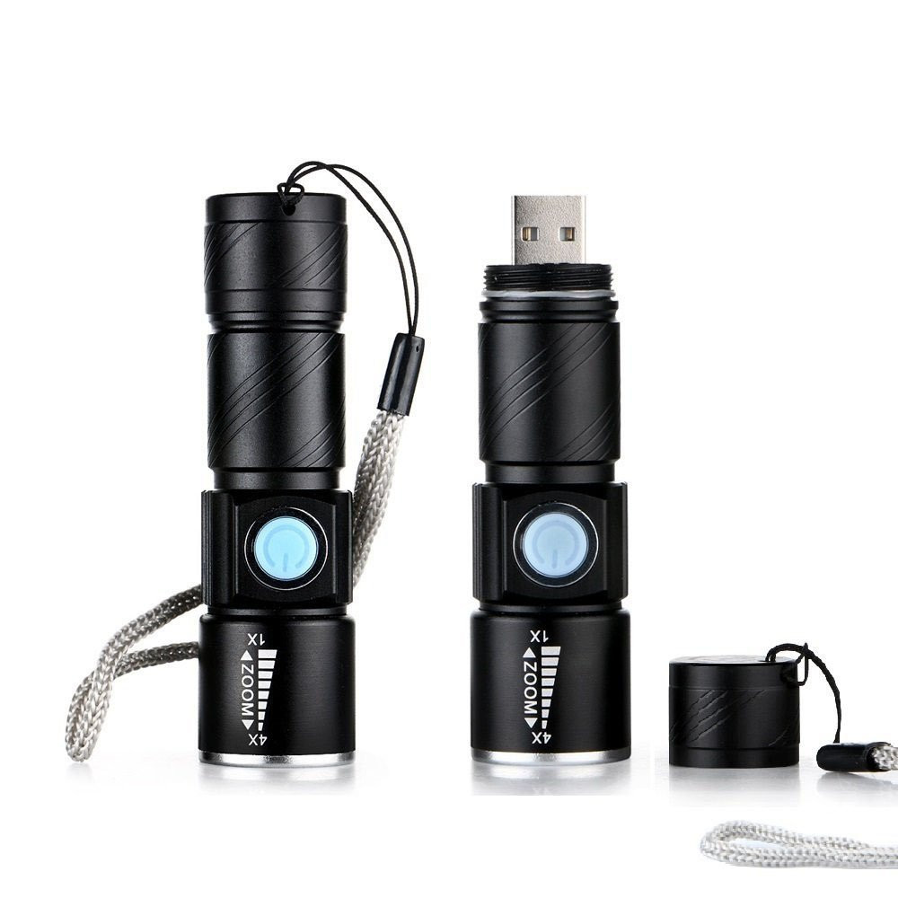 Wreow Mini LED Flashlight with 3 Modes Zoom USB Rechargeable