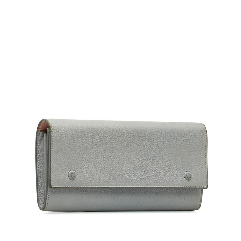 Celine Large Flap Multi-Function Wallet Gray Leat… - image 2