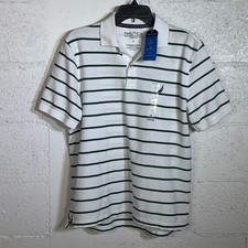 Nautica Men's Classic-Fit Striped Performance Deck Polo White/Green Small
