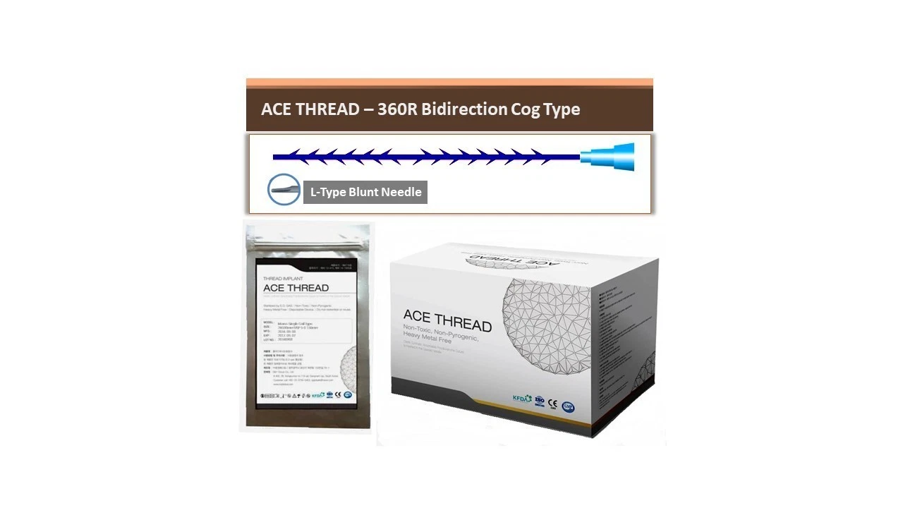 Polydioxanone collagen stimulator Thread - 360R Bidirection Cog L type (12pcs)