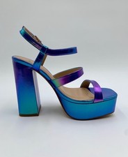 Womens Blue Iridescent Platform Heels