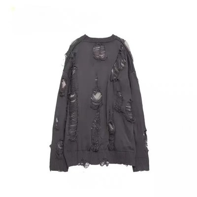 Oversize Loch Design Gestrickter Pullover Unisex Winter Casual Rundhals Mode