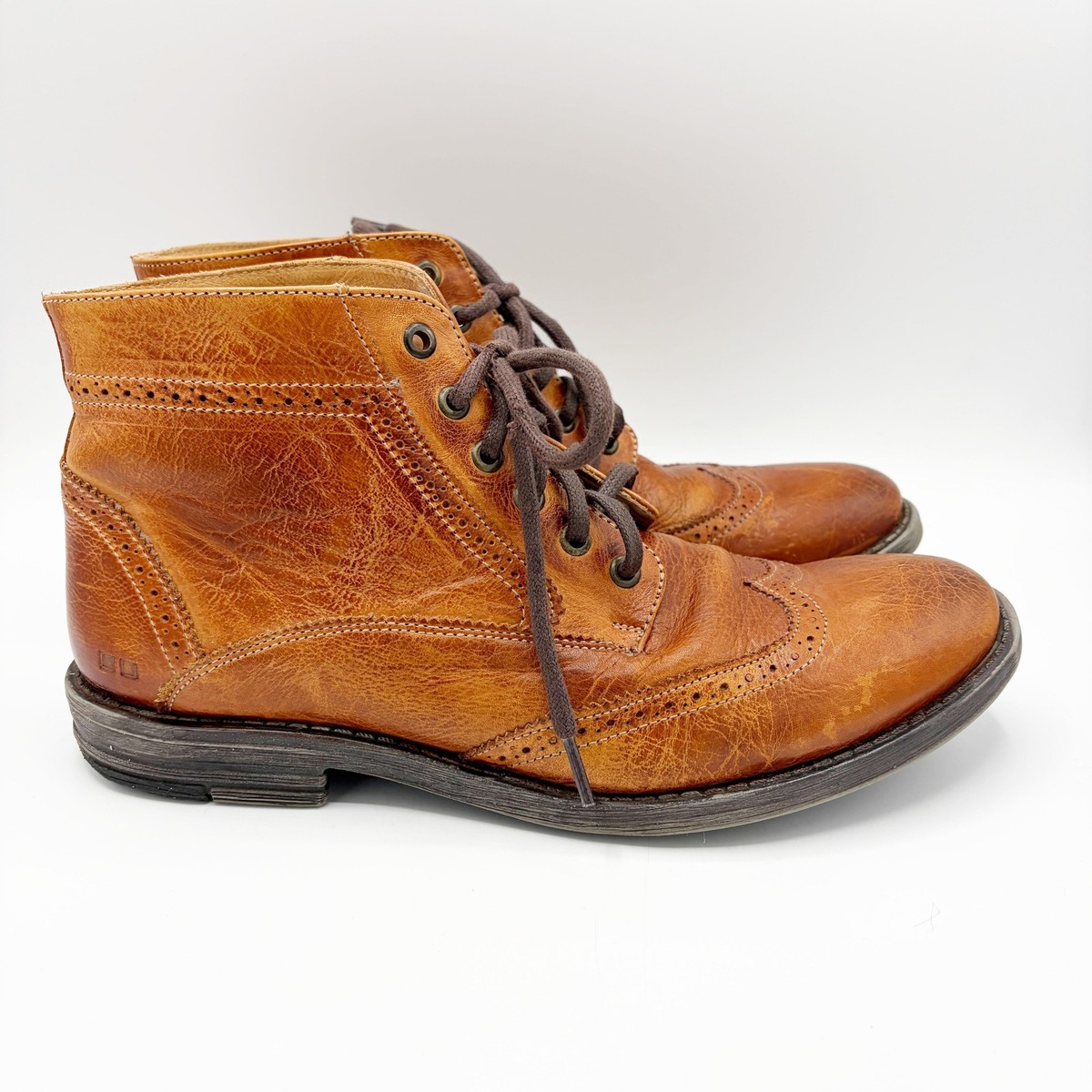 Bed Stu Boots Mens 10 Brown Distressed Leather Wingtip Lace  display picture 1