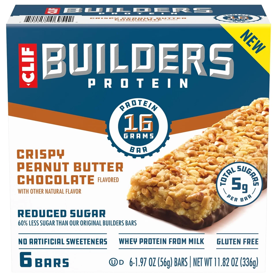 Barritas proteicas CLIF BUILDERS - Mantequilla de maní crujiente con sabor a chocolate - Reduce... Foto 3 de 4