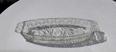 Antique McKee Glass Innovation Line Handled Celery Dish 13''