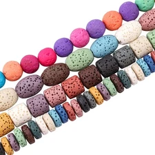 OLYCRAFT 190Pcs 8~12mm Natural Lava Beads Dyed Colorful Chakra Bead Strand Ro...
