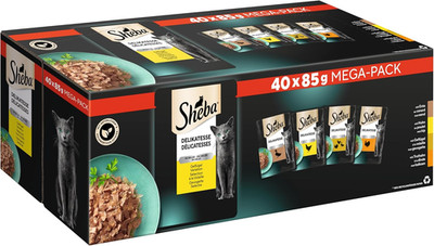 Sheba Delikatesse Katzenfutter Nass Gelee Geflügel Auswahl 40x85g Multipack