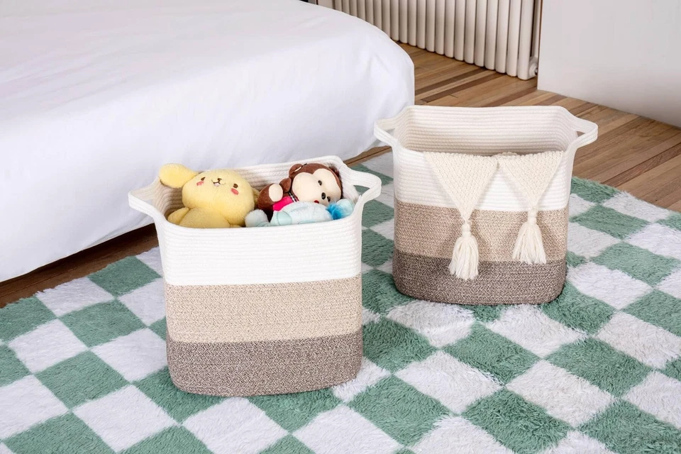 Storage Baskets for Clothes Fabric Cotton Rope Storage Basket with Handles, D... - Image 4 of 4