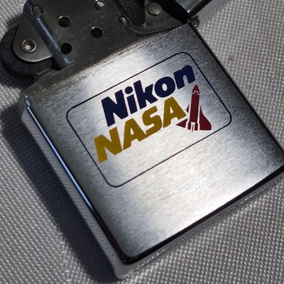 Vtg Nikon NASA Space Shuttle Zippo Lighter Unused Mint Boxed