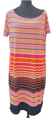 MICHAEL KORS Shift Dress Cap Sleeve Stretch Striped Multicolors SZ  XL