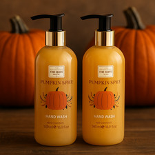 2-Pack Pumpkin Spice Hand Wash Soap 16.9oz 500ml Scottish Fine Soaps Autumn Fall