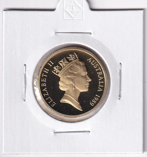 AUSTRALIA PROOF:  1989  $1  COIN  IN 2X2 HOLDER #3091