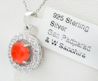 GENUINE  1.29 Cts PADPARADSCHA  & WHITE SAPPHIRE PENDANT NECKLACE .925 SILVER — photo 2