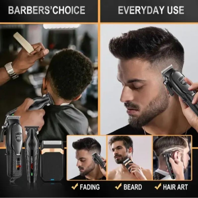 Cordless Professional Hair Clippers Trimmer Kit Men Cutting Machine Barber Salon