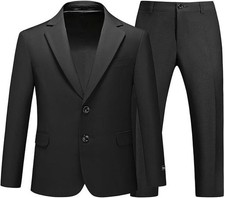 KikiLand Boy's Slim Fit 2pc Tuxedo Suit Jacket  Pants Set - Black - Sz 8 Years