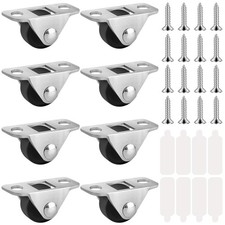 8 Pcs Low Profile Casters, Metal Plate Ultra Self Adhesive 0.5 Inch Caster Wheel