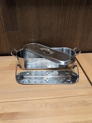 Inox 18/10 Stainless Steel Fish Poacher Steamer Roaster Baking Pan 3pcs Italy