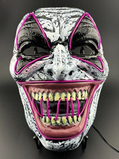 LED Light Up Clown Mask Halloween Cosplay Scary Purge Glowing El Wire Mask Pink
