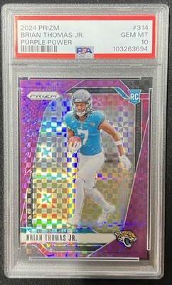 2024 Panini Prizm Brian Thomas Jr Purple Power Prizm #314 RC /49 PSA 10 Jaguars