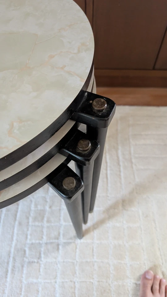 Juego de 3 Mesas Redondas MCM Formica Modernas Mediados de Siglo 15" ALTO (17.5") Foto 3 de 4