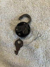 Vintage Antique Fraim Padlock-Small Round -WORKING WITH KEY
