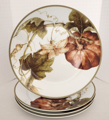 Williams Sonoma BOTANICAL PUMPKIN Dinner Plate Set of 4 EXCELLENT