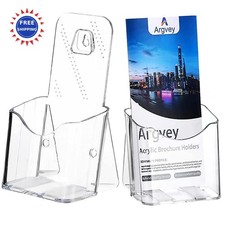 Acrylic Brochure Holder 4x9 Inch 2 Pack Clear Pamphlet Display Stand Trifold
