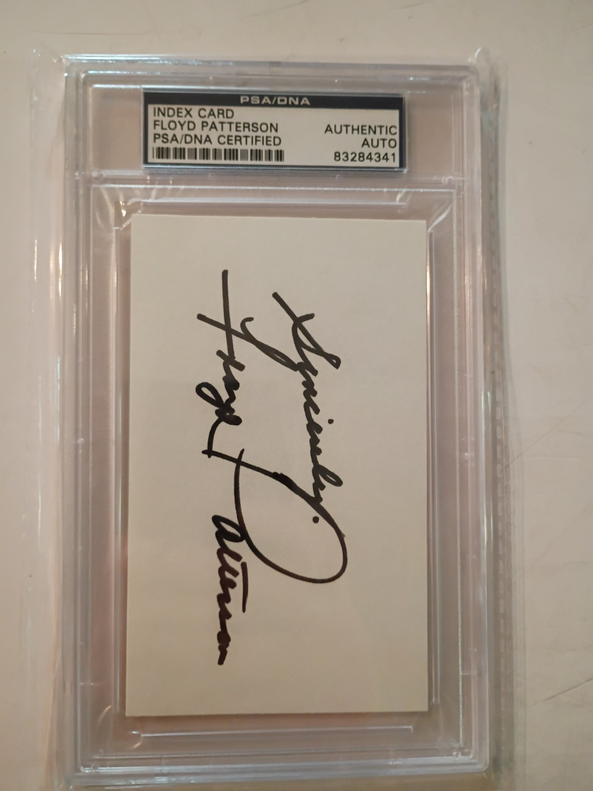 FLOYD PATTERSON Signed Index Card SLAB BOXING Autograph PSA Authentic Auto view 2