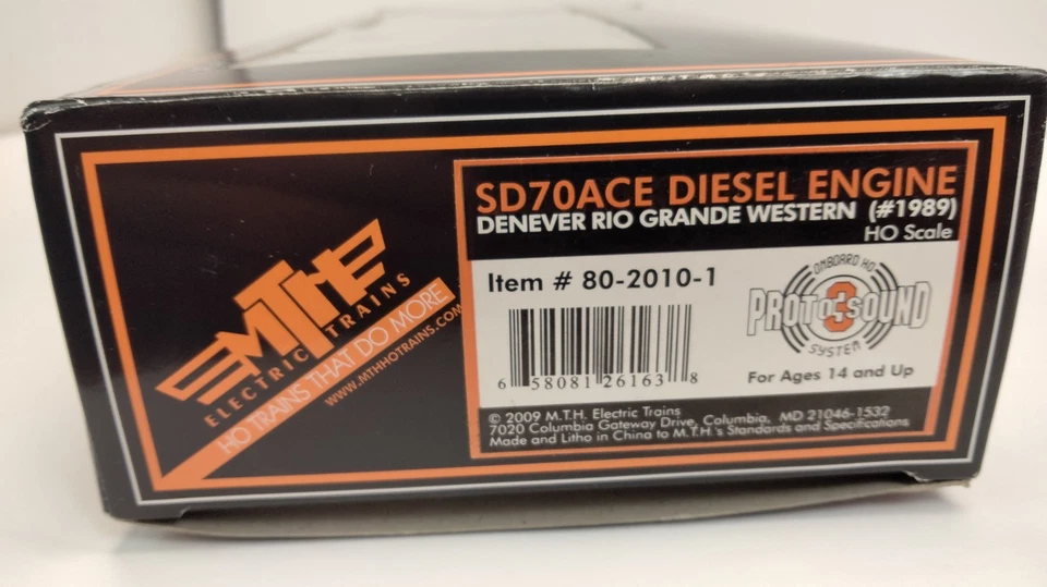 MTH 80-2010-1 SD70ACe D&RGW Denver Rio Grande Western Engine UP 1989 HO Scale - Image 3 of 4