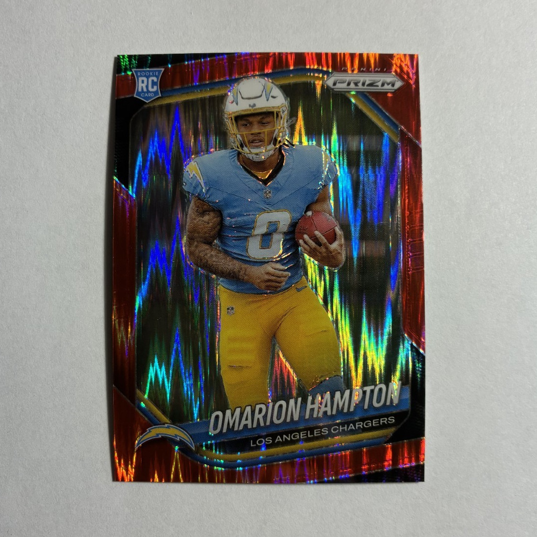 Panini Prizm 2025 Red Flash Prizm Omarion Hampton #355 Chargers NFL Rookie Card