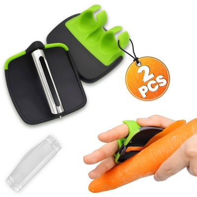 2 Pcs Finger Grip Vegetable Peelers Silicone Palm Peeler for Fruits Veggies