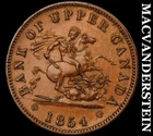 1854 Upper Canada Penny Token- Extra Fine Better Date No Reserve #J5656