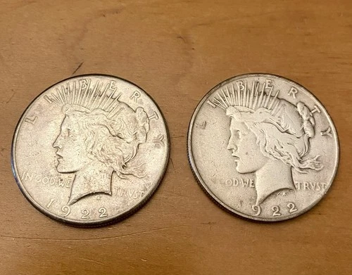 1922 & 1922 Peace Silver Dollar $1 Bullion Collection Lot