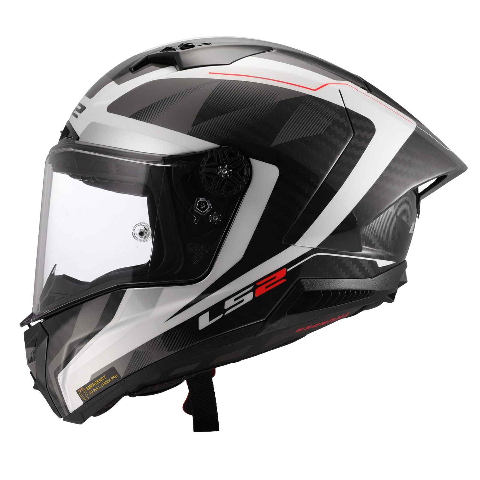 LS2, Integraler Motorradhelm THUNDER GP AERO RAUTE Gloss White Grey, S - Bild 2