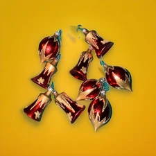 Vintage Visions By Holly Mini Red Ornaments! Set Of 9 Beauties! 1”