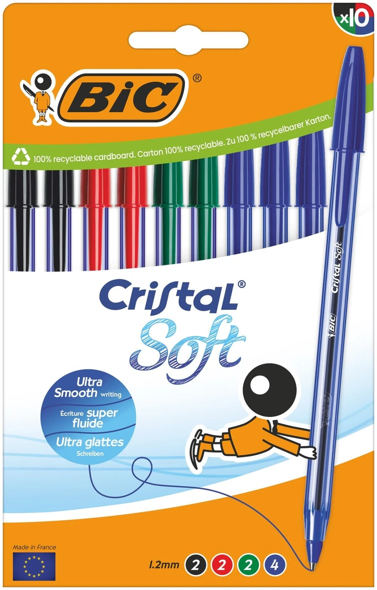 4 Penne a Sfera Cristal Soft Nere Bic in offerta da