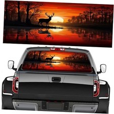 Rustic Dark Deer Truck Rear Window Graphic Decals, 22W x 66L inch Style-1