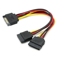 SATA 15Pin Power Splitter Cable 1 to 2 Male to 2 Female HDD 20CM