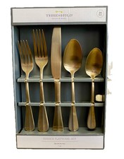Gold Tone 20 Piece Flatware Set Service For Four New in Box Stainless Steel