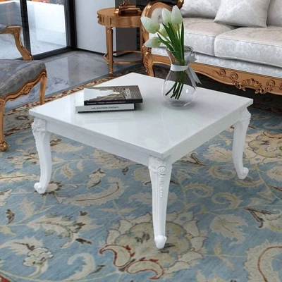 Table Basse 115x65x42 cm MDF Blanc Brillant Table d'Appoint de Salon vidaXL - Photo 1/4