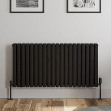 Black Designer Radiator Horizontal Oval Double Panel Rad 600x1200mm Steel Modern