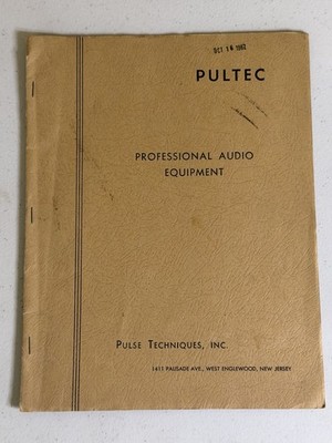 1962 Pultec Pulse Techniques Catalog EQP-1A MEQ-5 EQH-2 Original Price List