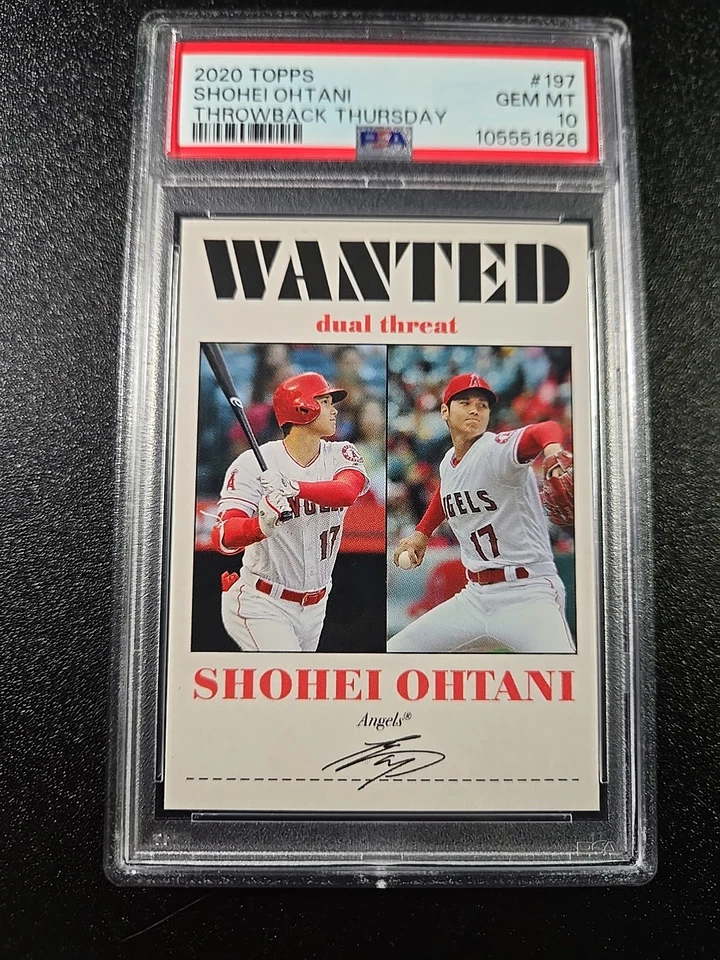 PSA 10 Shohei Ohtani TBT Throwback Thursday 2020 #197 Wanted Dual Threat - Image 2 of 4