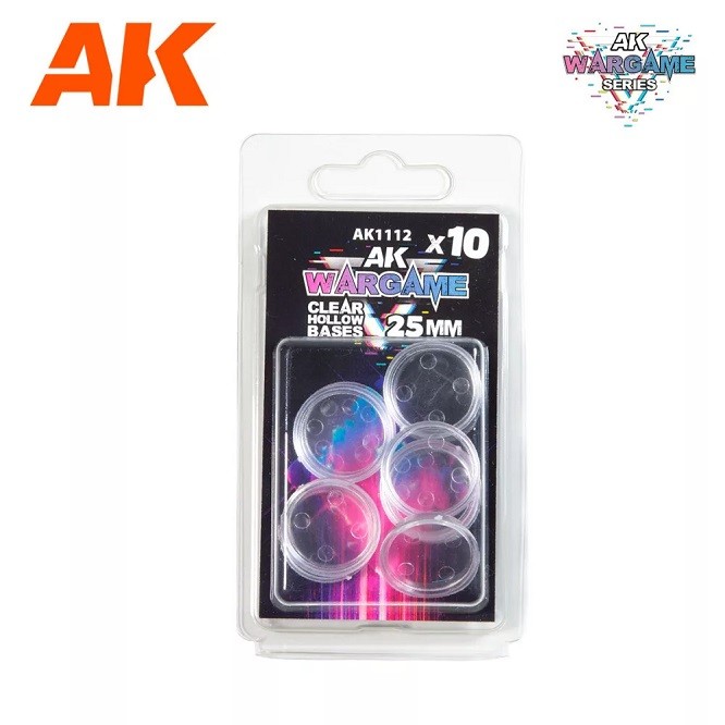 AK Interactive AK1112 - Clear Hollow Base 25Mm - 10 - New