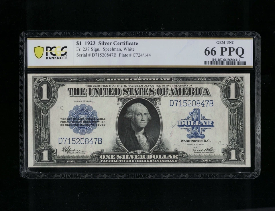 SC 1923 $1 Fr.237 Silver Certificate “Horseblanket” PCGS 66 PPQ - GEM UNC - Image 2 of 4