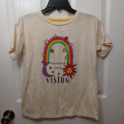 GIRL'S WONDER NATION CREAM MANIFEST YOUR VISION SHORT-SLEEVE SHIRT SIZE XL 14/16