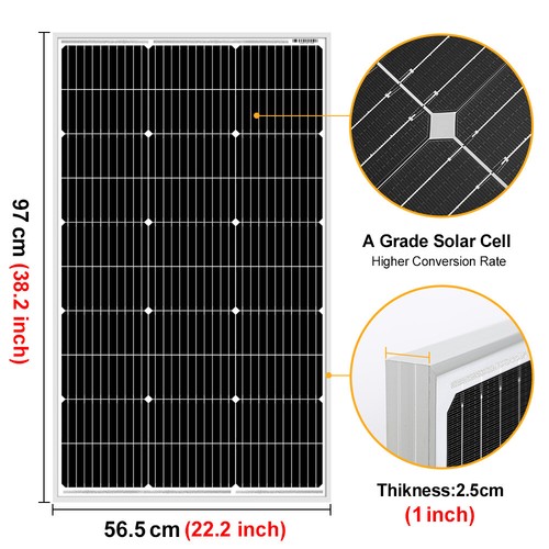 Dokio Solarpanel 12v 24v 100W 200W Solarmodul Kit für Batterie Wohnmobil Haus - Afbeelding 3 van 25