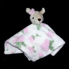 HB Hudson Baby Deer Fawn White Pink Roses Blanket Security Lovey