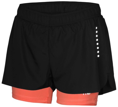 Crivit Pro Damen Performance Active, 2-in-2 gefütterte Laufshorts schwarz koralle - Bild 4 von 5